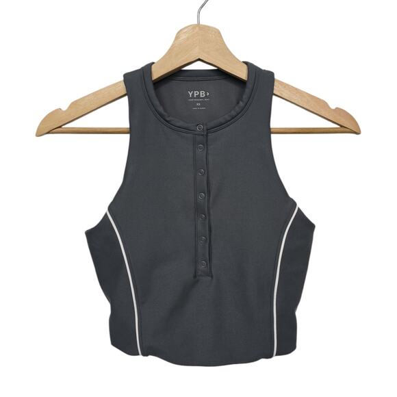 Abercrombie & Fitch YPB sculptLUX Crop Athletic Tank Women's Size XS Gray White‎ - Picture 1 of 7